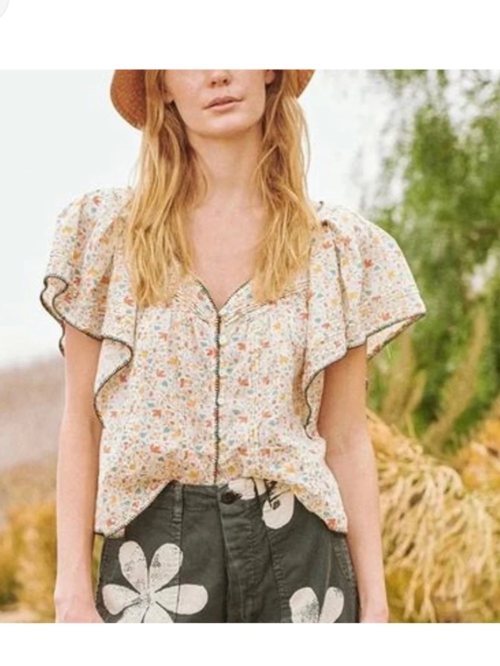 THE GREAT. Flounce Top Sz 3